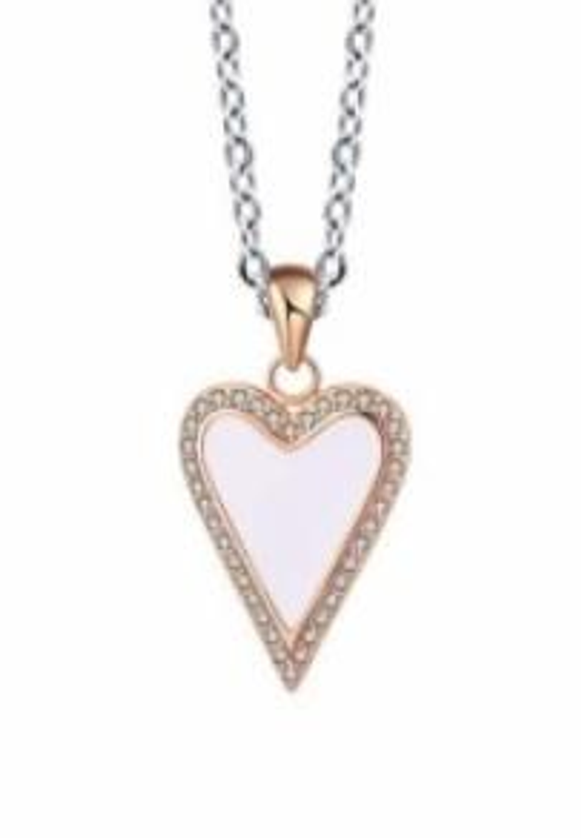 Collana a cuore rosato e smalto bianco 4you