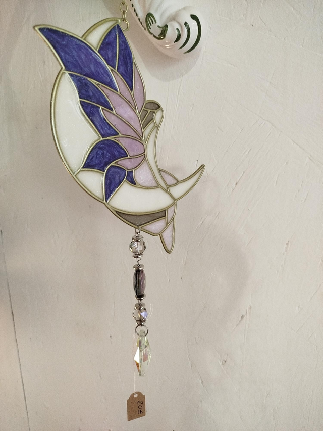 🌈 Attrape-soleil style vitrail Fée sur la Lune 🌙🧚