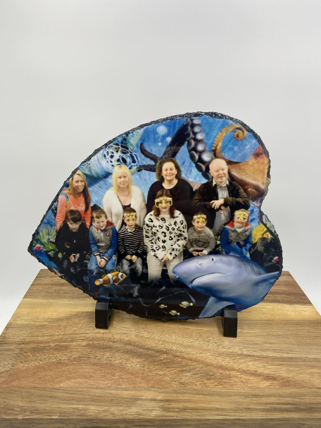 4 - Personalised Slate Tile - Custom Rock Slate - Large Heart 