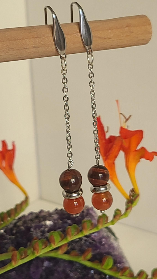 Boucles œil de taureau et cornaline