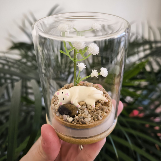 Ami protecteur - Chat couché blanc (oeil de tigre)