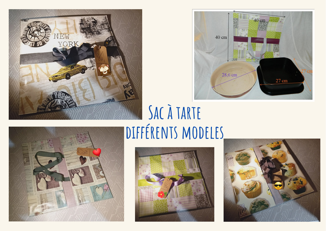 grand sac à tarte ou gâteau en toile cirée modèles 1 à 8