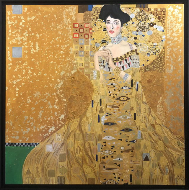 Copia da Klimt olio e foglia d'oro su tela, 80 x 80 cm. (Mara Calzolari)