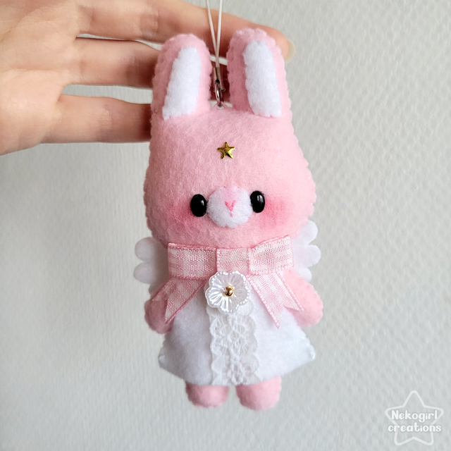 Peluche en feutrine fait-main - Lapin rose