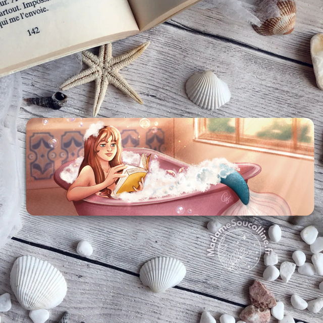 Livres et bain - Marque-page