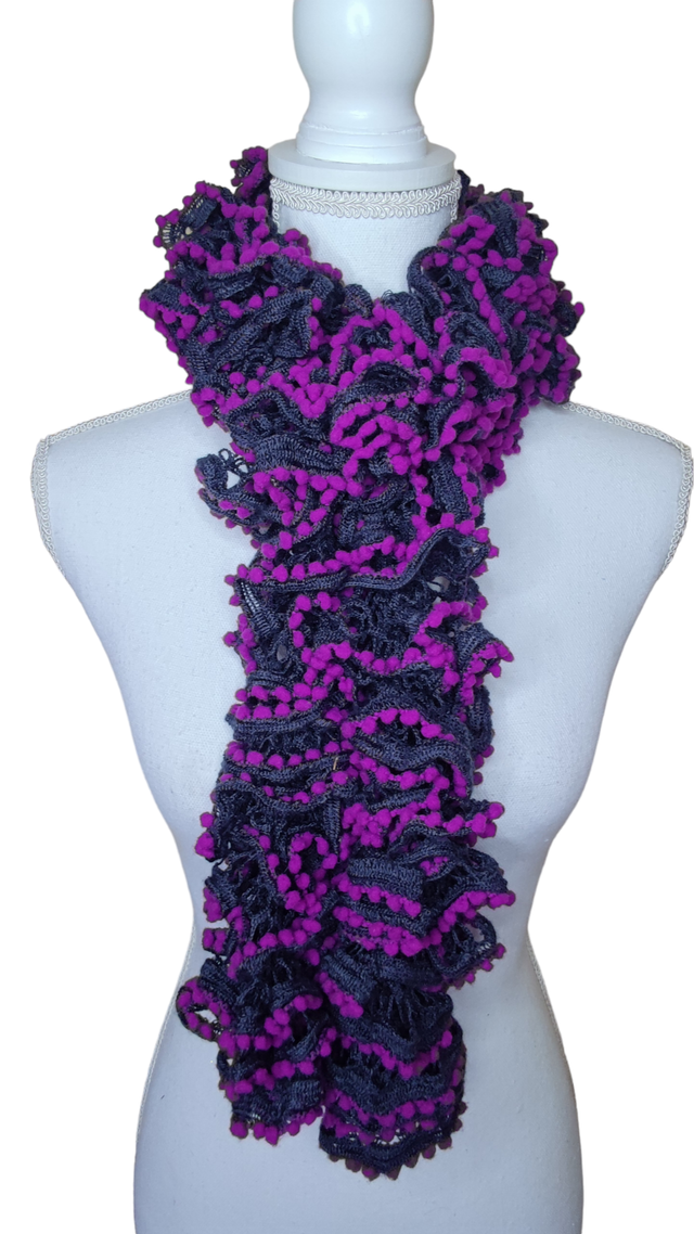 Écharpe anthracite/fushia