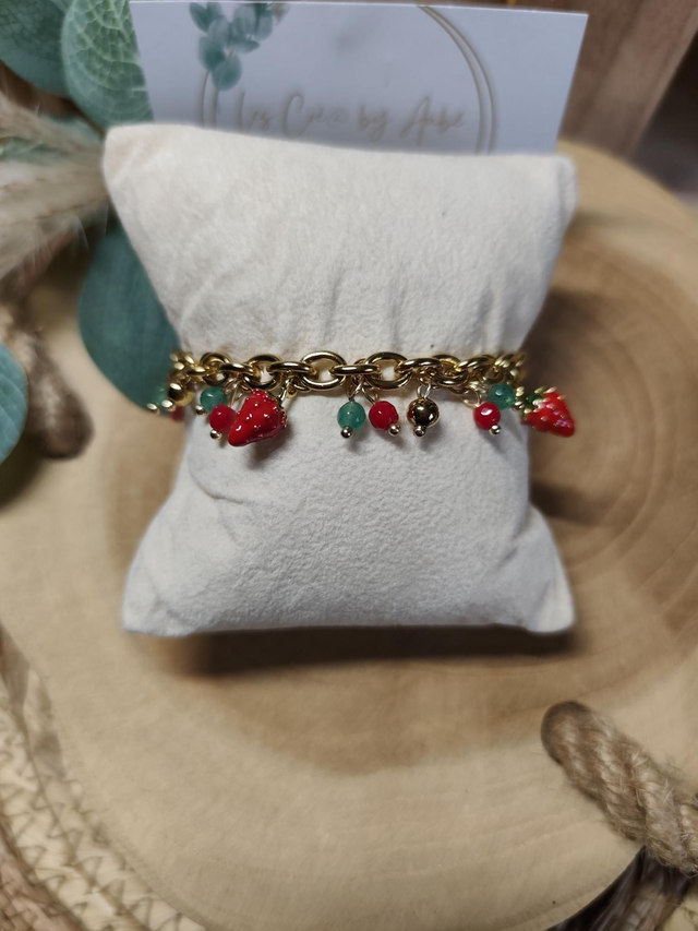 BRACELET ACIER INOXY GOLD/ BRELOQUES FRAISE 0000017