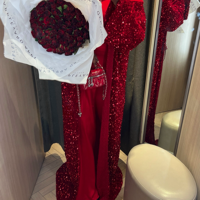 Red Sequin Abaya 