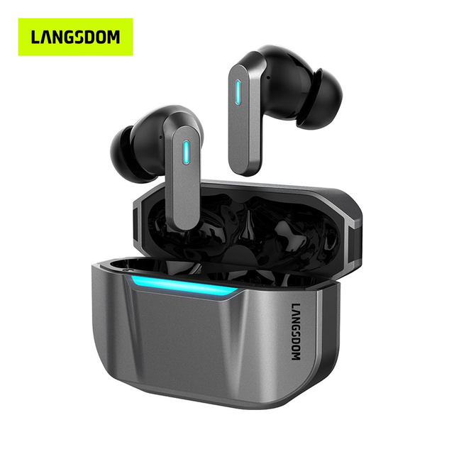 Langsdom écouteur TG16 ZETA Gris véritable casque stéréo sans fil Smart APP contrôle ANC ENC casque antibruit à faible latence. TWS V6.0 Bluetooth