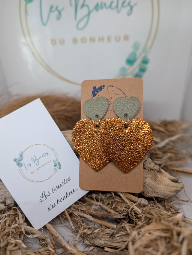 Boucles d'oreilles Louise orange cuivré kaki lo087