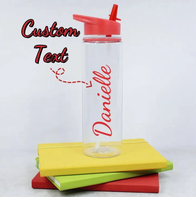 Personalized Custom Name Water Bottle with Straw & Leakproof Lid - Lightweight PS Bottle in Turquoise