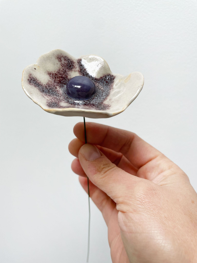 Grand coquelicot émail effet violet crème