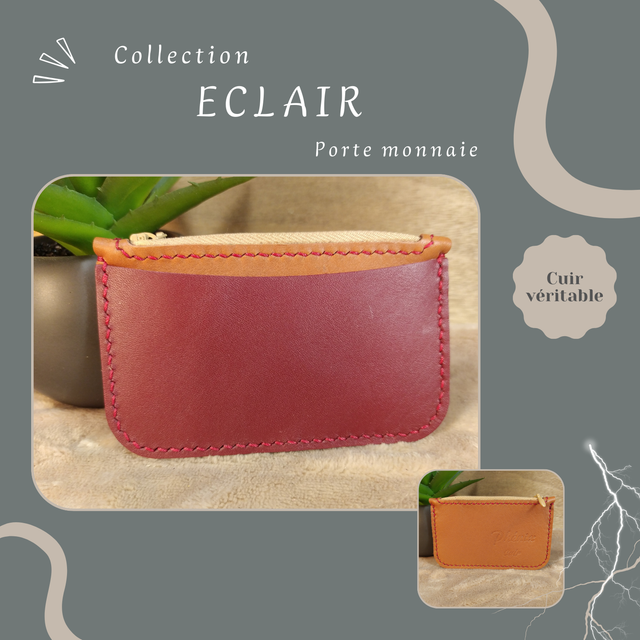 ECLAIR porte monnaie/carte - Camel &amp; Bordeaux