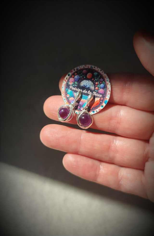 améthyste ~ boucles d'oreilles argent 925