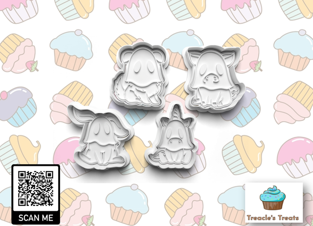 Halloween animal ghosts Fondant/cookie stamps with cutters