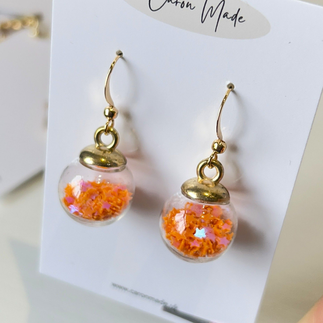 Christmas bauble earrings - orange stars