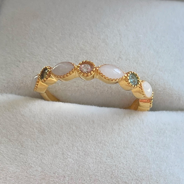 Ring majestic • 4 fødselssteiner gullbelagt • Maïken