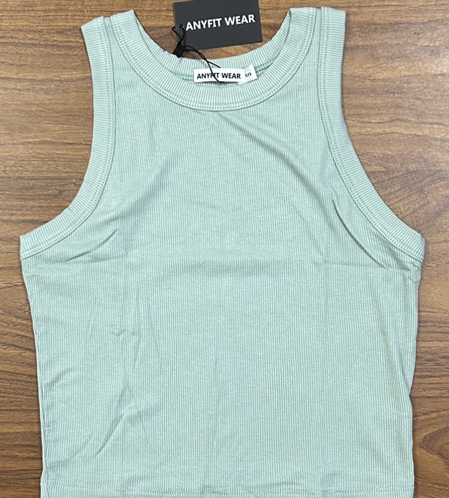 Any Fit Wear Green Ribbed Crop Top - Size Small - 049