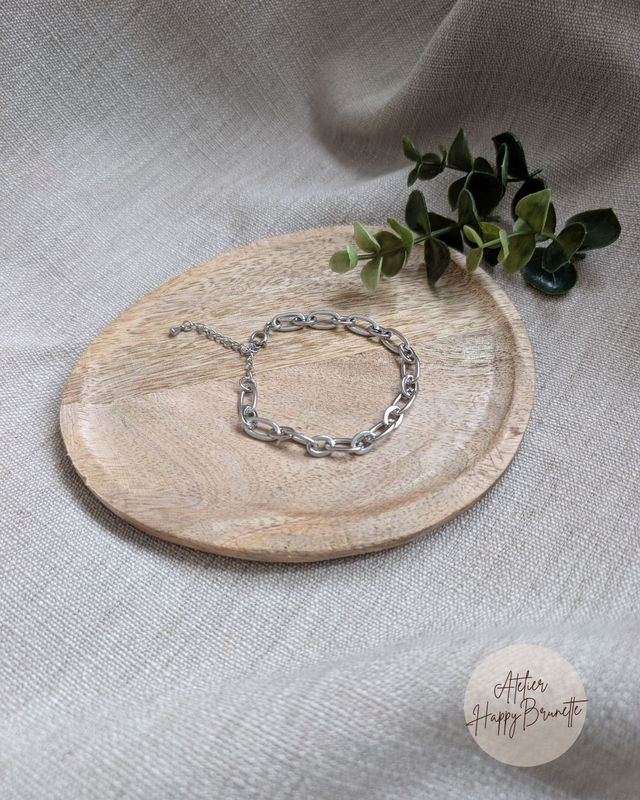 Bracelet Argent  - Chaine maille forçat  