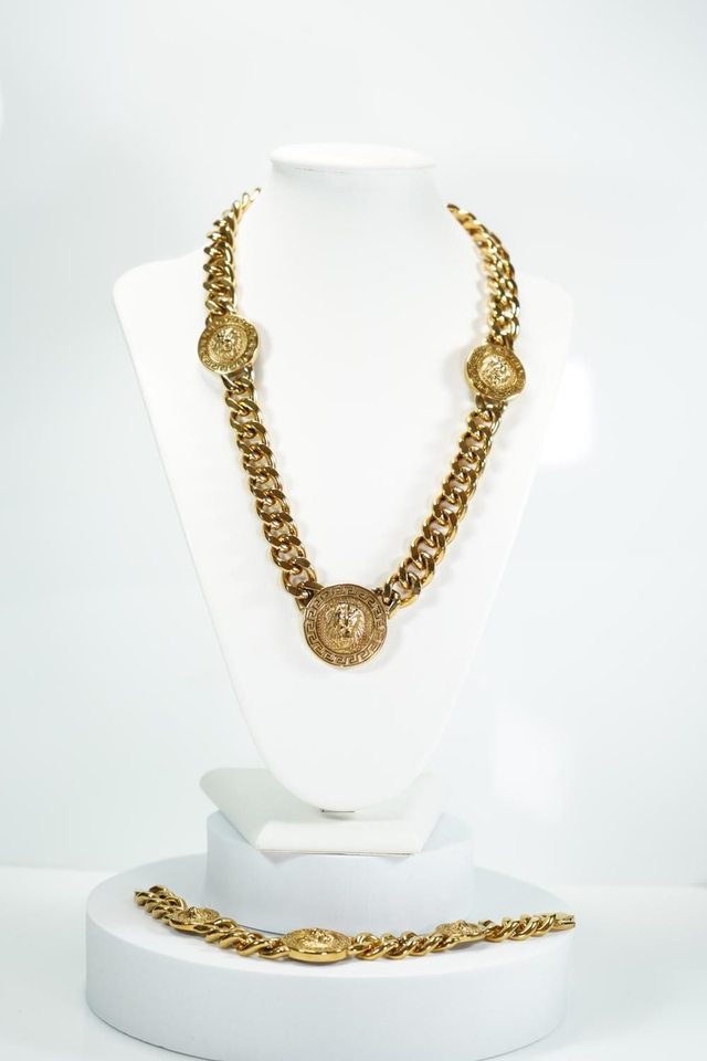 Parure Têtes de Lion en acier inoxydable 316L plaqué or 18k