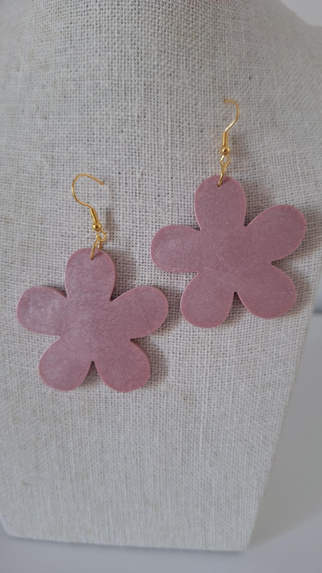 Boucles oreilles fleurs roses