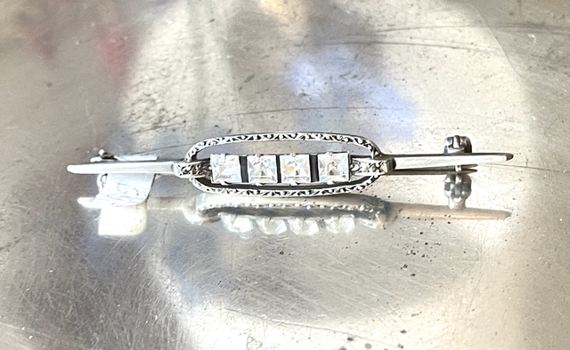 Topaz Brosche mit Markasiten Art Déco 