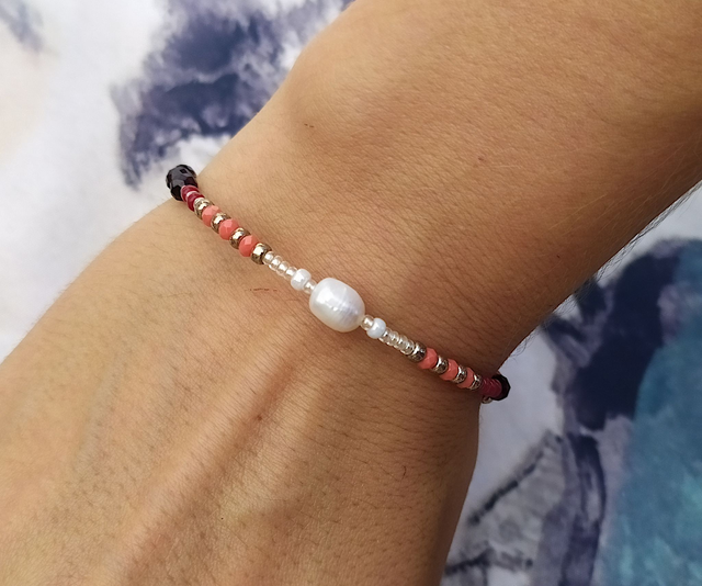 Bracelet 'orange corail' - bracelet fil mémoire