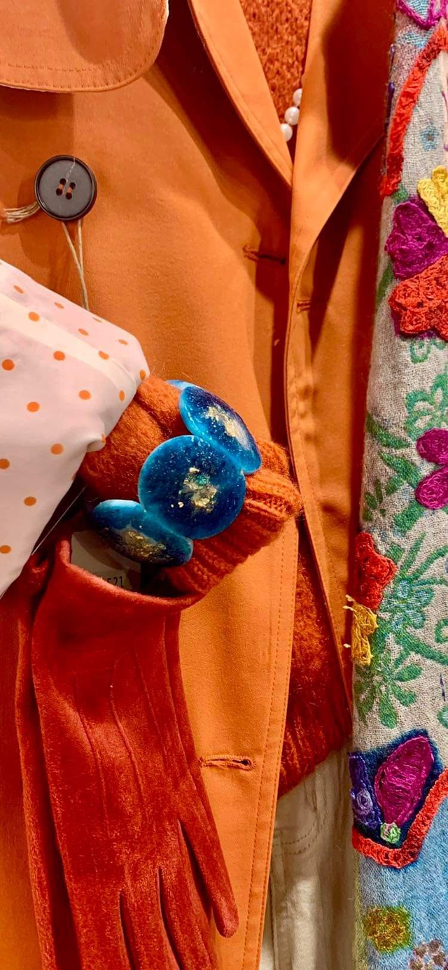 Bracelet Skiny - bleu canard doré