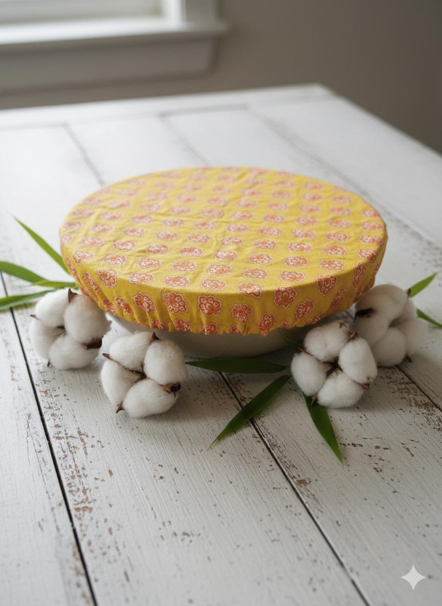 Couvre plat taille M jaune et orange 