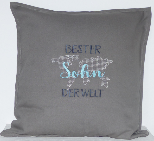 Kissenhülle grau „Bester Sohn“
