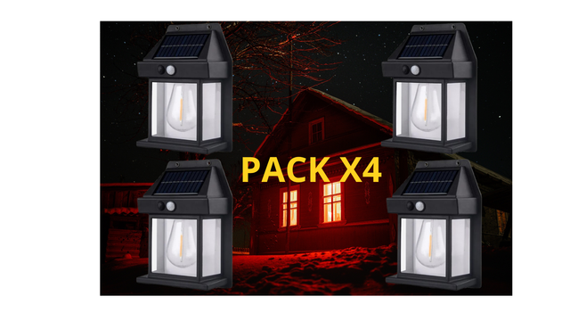 PACK X4 FOCO LAMPARA SOLAR/RECARGABLE