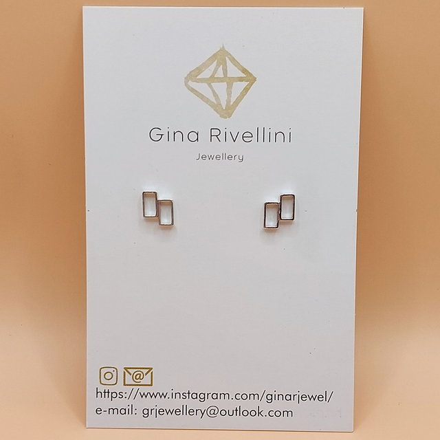 Sterling silver 2 rectangle stud earrings