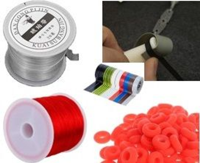 05B ... fils, anneaux, scotch pour attache des pouchs et lance pierres 