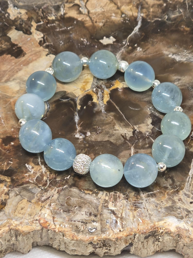 Bracelet Aigue marine XL 1,2 cm