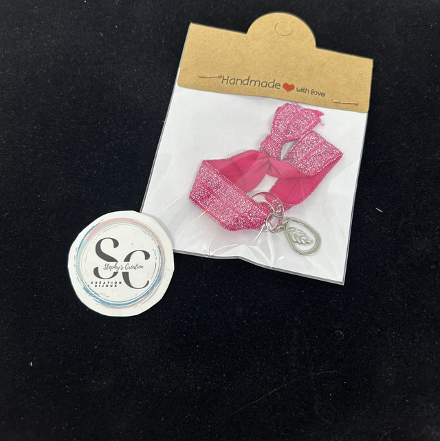 đ Bracelet ruban Ă©lastique - rose