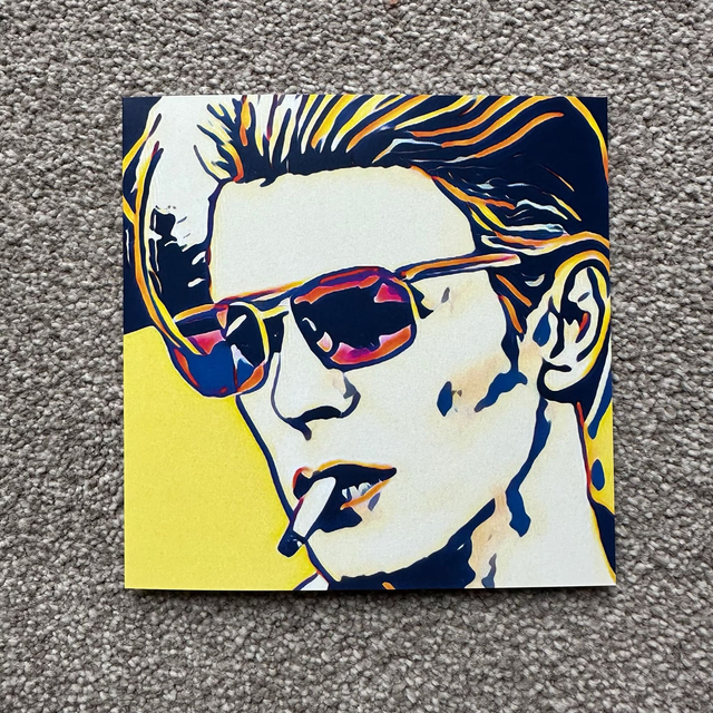 David Bowie - Single Square Pop Art Greeting Card, White Envelope, Blank Inside, Recyclable Wrap, Professionally Printed.