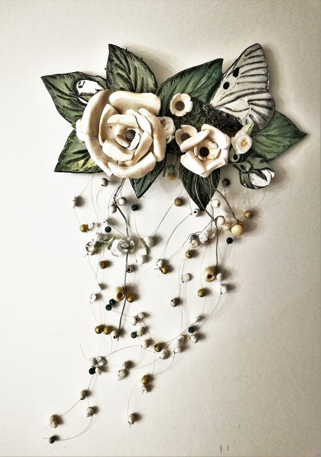 Peigne de mariage roses et papillon 3