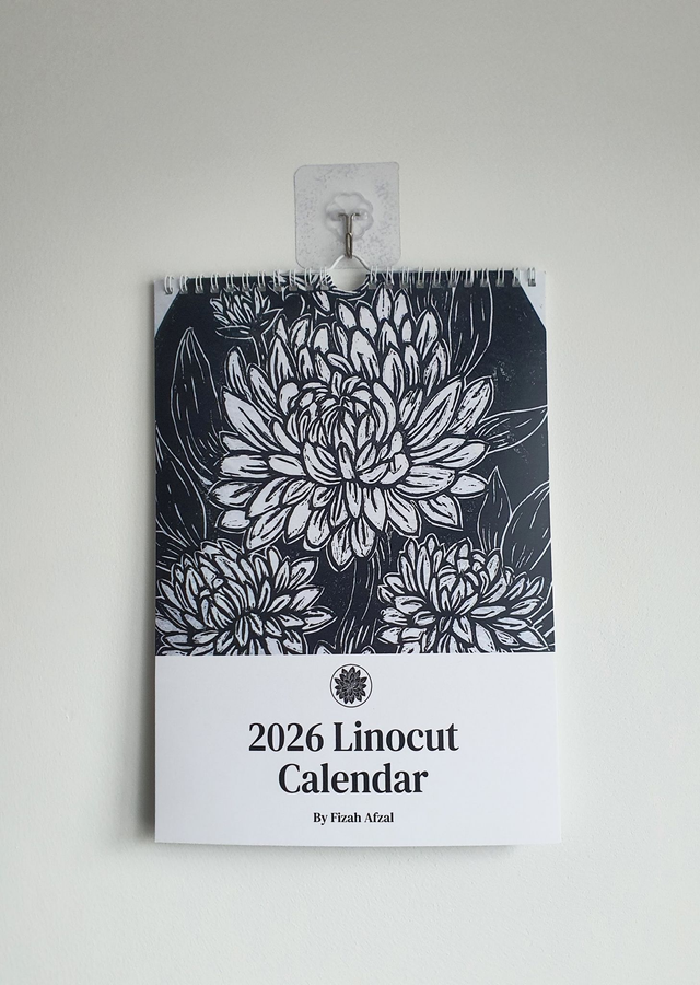 2026 Linocut Calendar- Black and White