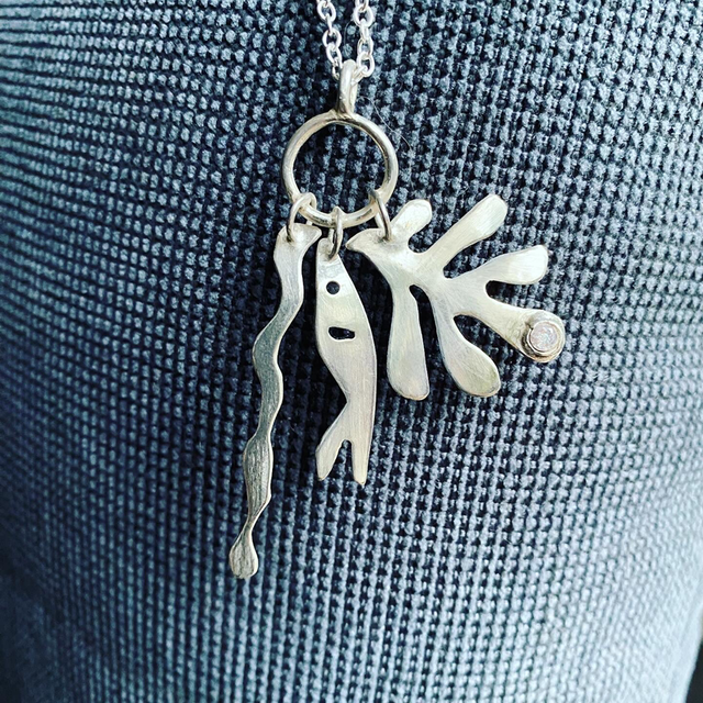 Collier pendentif Algues et poisson