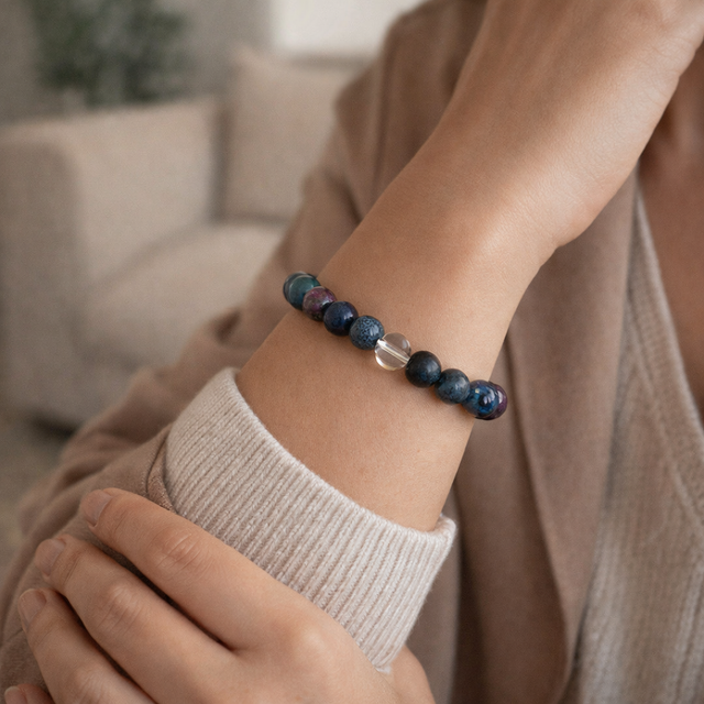 Bracelet Harmonie — Tourmaline Persane &amp; Cristal de Roche