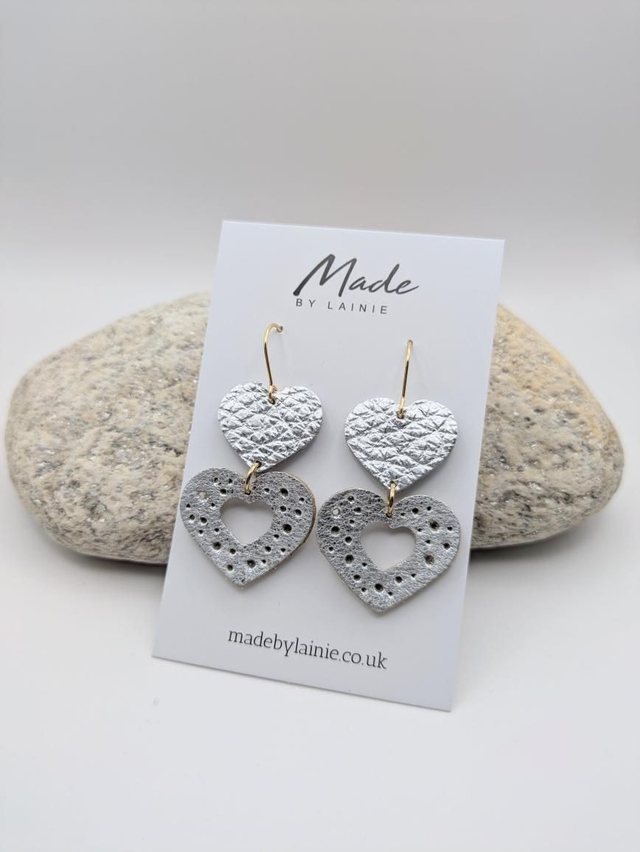 Metallic Heart Drop Earrings (2)