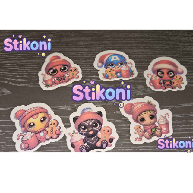 Superhero Christmas Sticker -set of 6