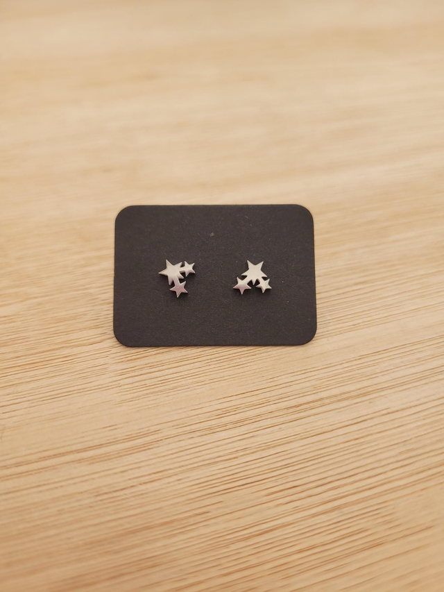 Stainless Steel 3 mini cluster star stud earrings - SL-004