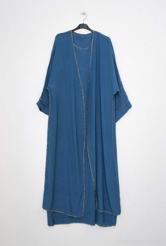 ABAYA L'UNIQUE 2 PIÉCES -BLEU CANARD-