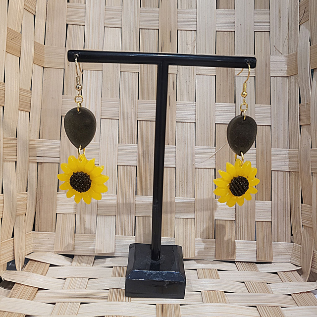 Boucles d'oreilles Tournesol double