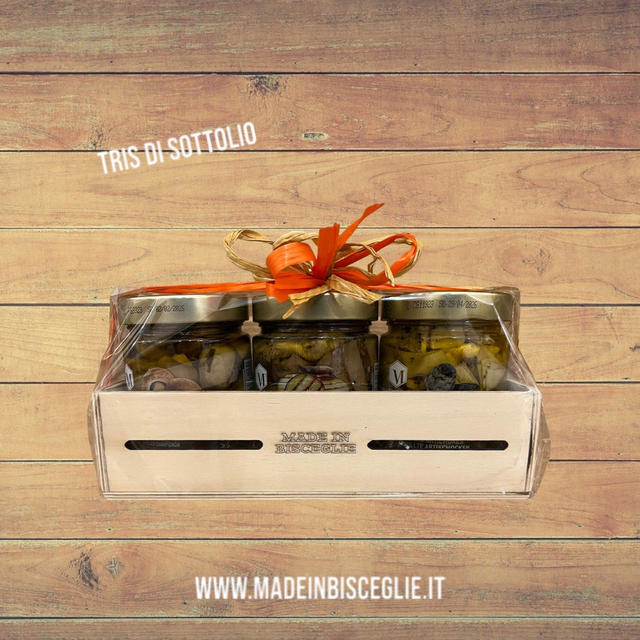 Cassettina con 3 vasetti di sottolio da 280gr 