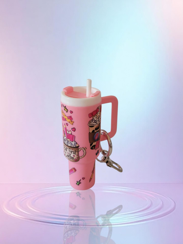 Porte cles gourde rose