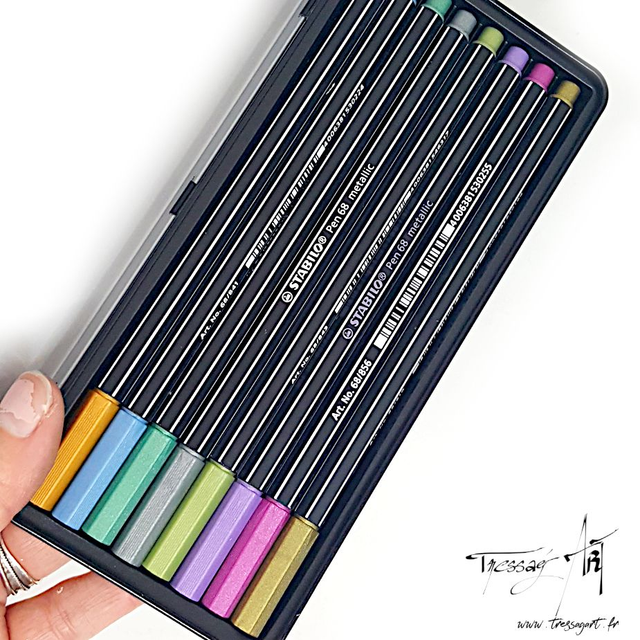 STABILO - STYLOS FEUTRES METALLIQUES PAR 8 - CR003