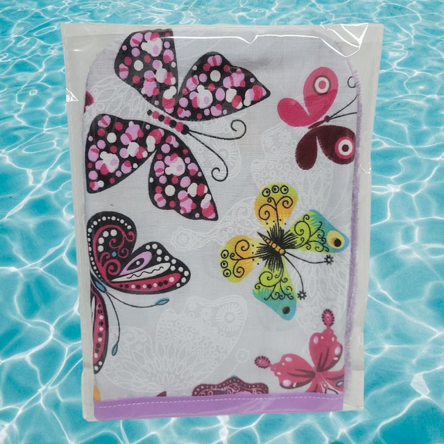 Gant de toilette papillon artisanale adulte 