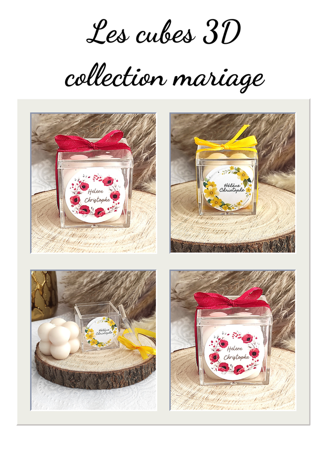 Bougie cube bubble cadeau invités mariage